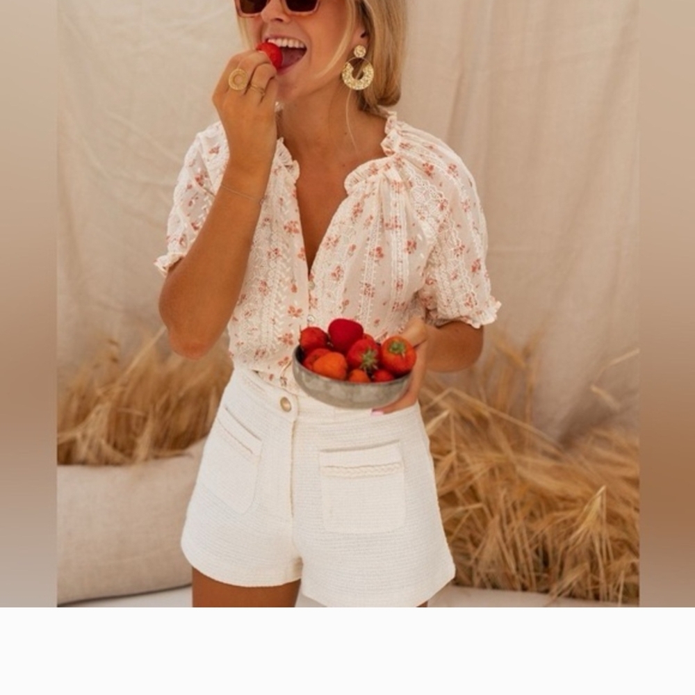 Easy Clothes Lace Floral Blouse M/L